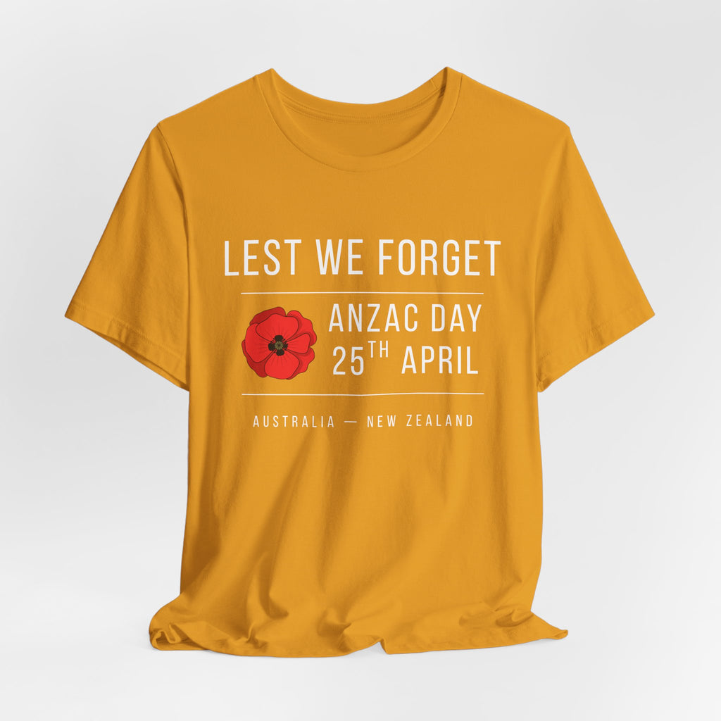 ANZAC Day Tee — "Lest We Forget" Remembrance T-Shirt (25th April, Australia & New Zealand)