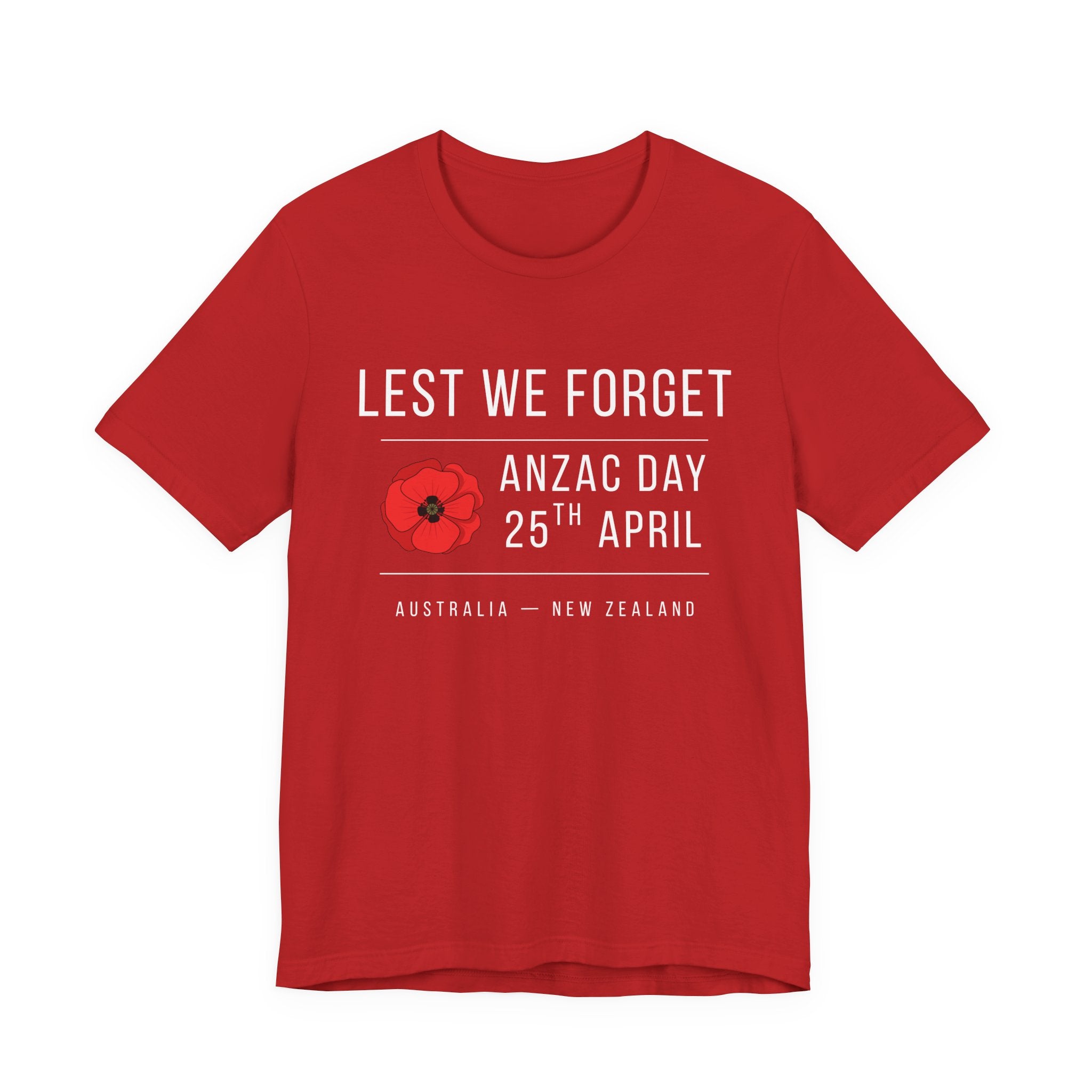 ANZAC Day Tee — "Lest We Forget" Remembrance T-Shirt (25th April, Australia & New Zealand)