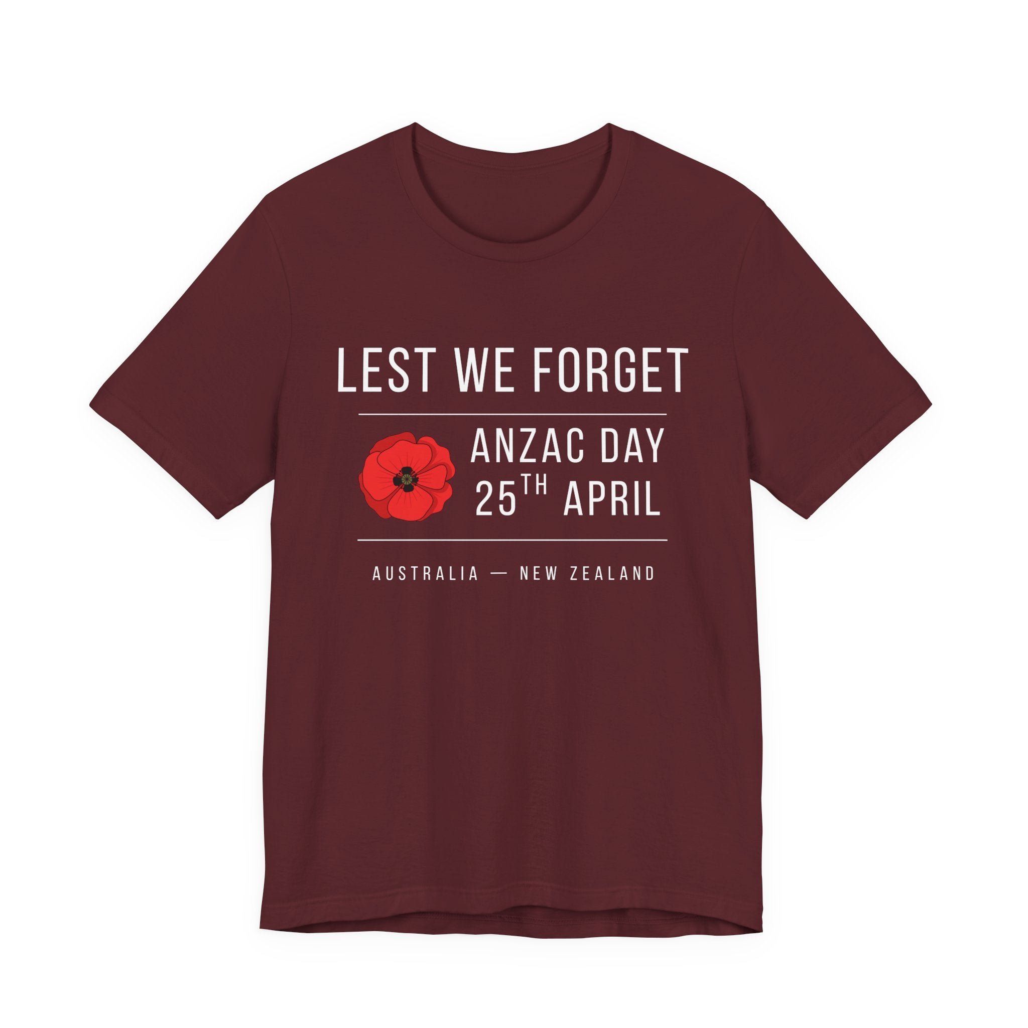 ANZAC Day Tee — "Lest We Forget" Remembrance T-Shirt (25th April, Australia & New Zealand)