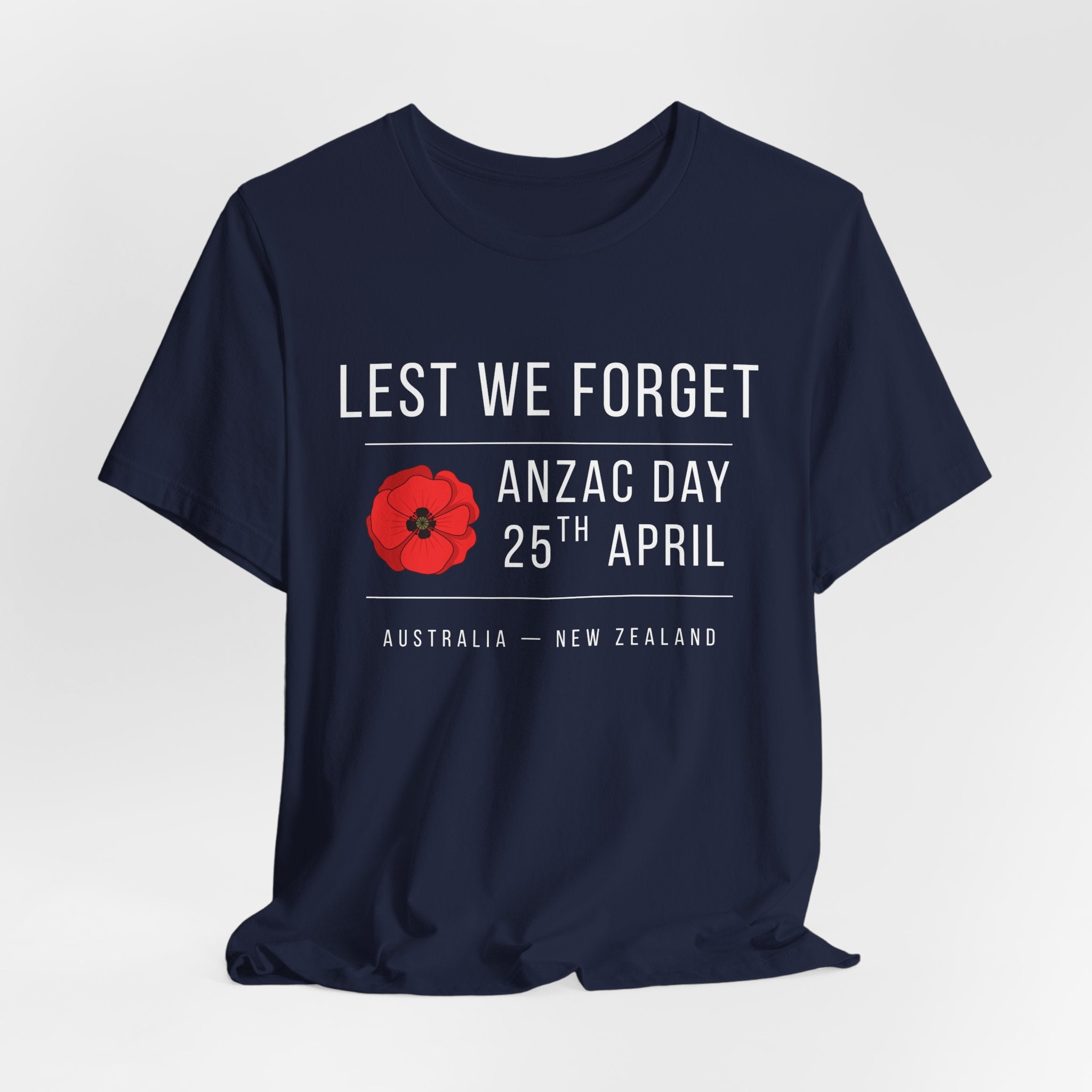 ANZAC Day Tee — "Lest We Forget" Remembrance T-Shirt (25th April, Australia & New Zealand)