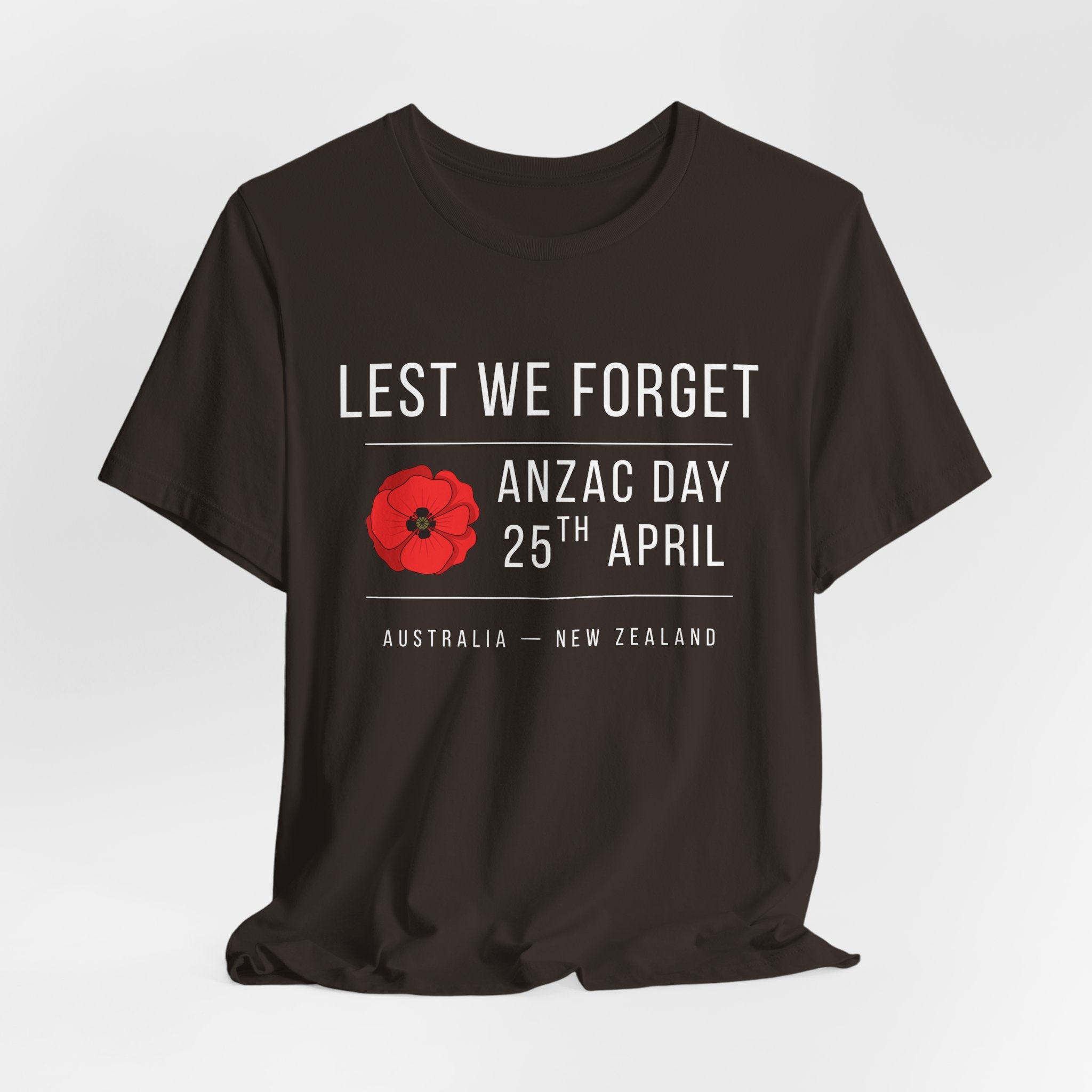 ANZAC Day Tee — "Lest We Forget" Remembrance T-Shirt (25th April, Australia & New Zealand)