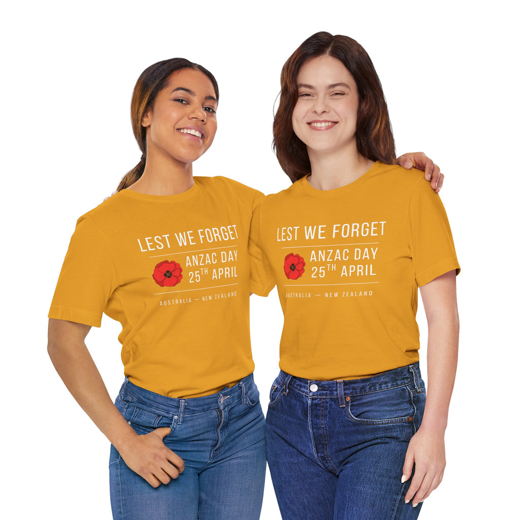 ANZAC Day Tee — "Lest We Forget" Remembrance T-Shirt (25th April, Australia & New Zealand)