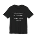 Graphic Tee — "What Storm Mr President? You Will Find Out" Statement Shirt
