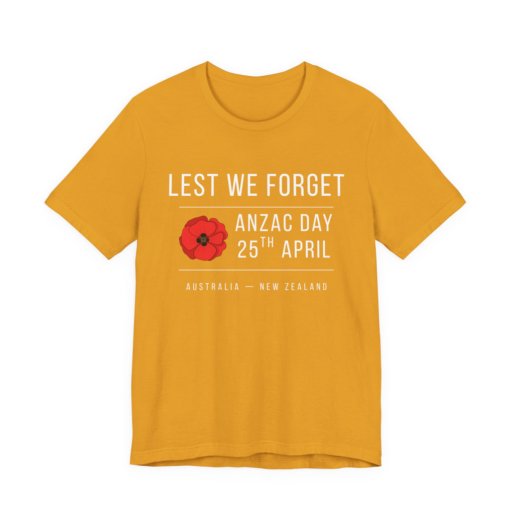 ANZAC Day Tee — "Lest We Forget" Remembrance T-Shirt (25th April, Australia & New Zealand)