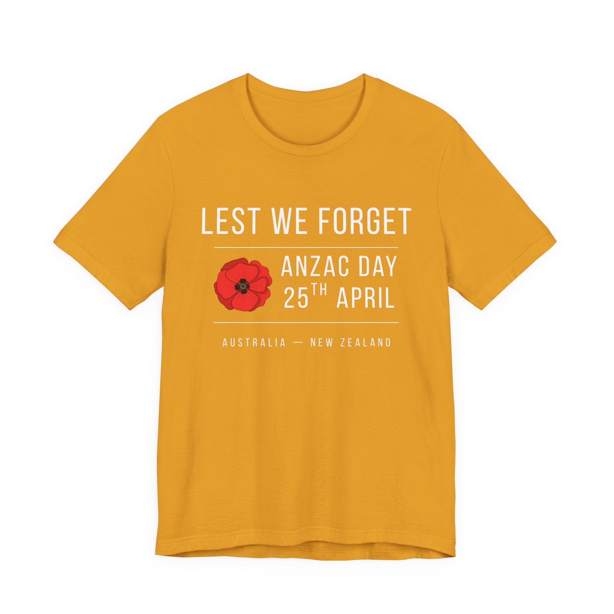 ANZAC Day Tee — "Lest We Forget" Remembrance T-Shirt (25th April, Australia & New Zealand)