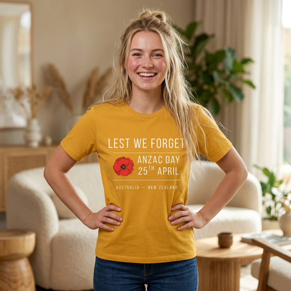 ANZAC Day Tee — "Lest We Forget" Remembrance T-Shirt (25th April, Australia & New Zealand)