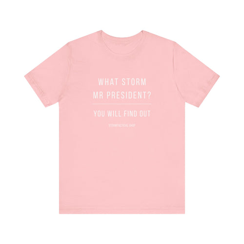 Graphic Tee — "What Storm Mr President? You Will Find Out" Statement Shirt