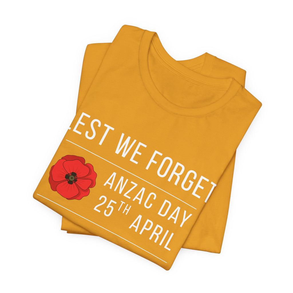 ANZAC Day Tee — "Lest We Forget" Remembrance T-Shirt (25th April, Australia & New Zealand)