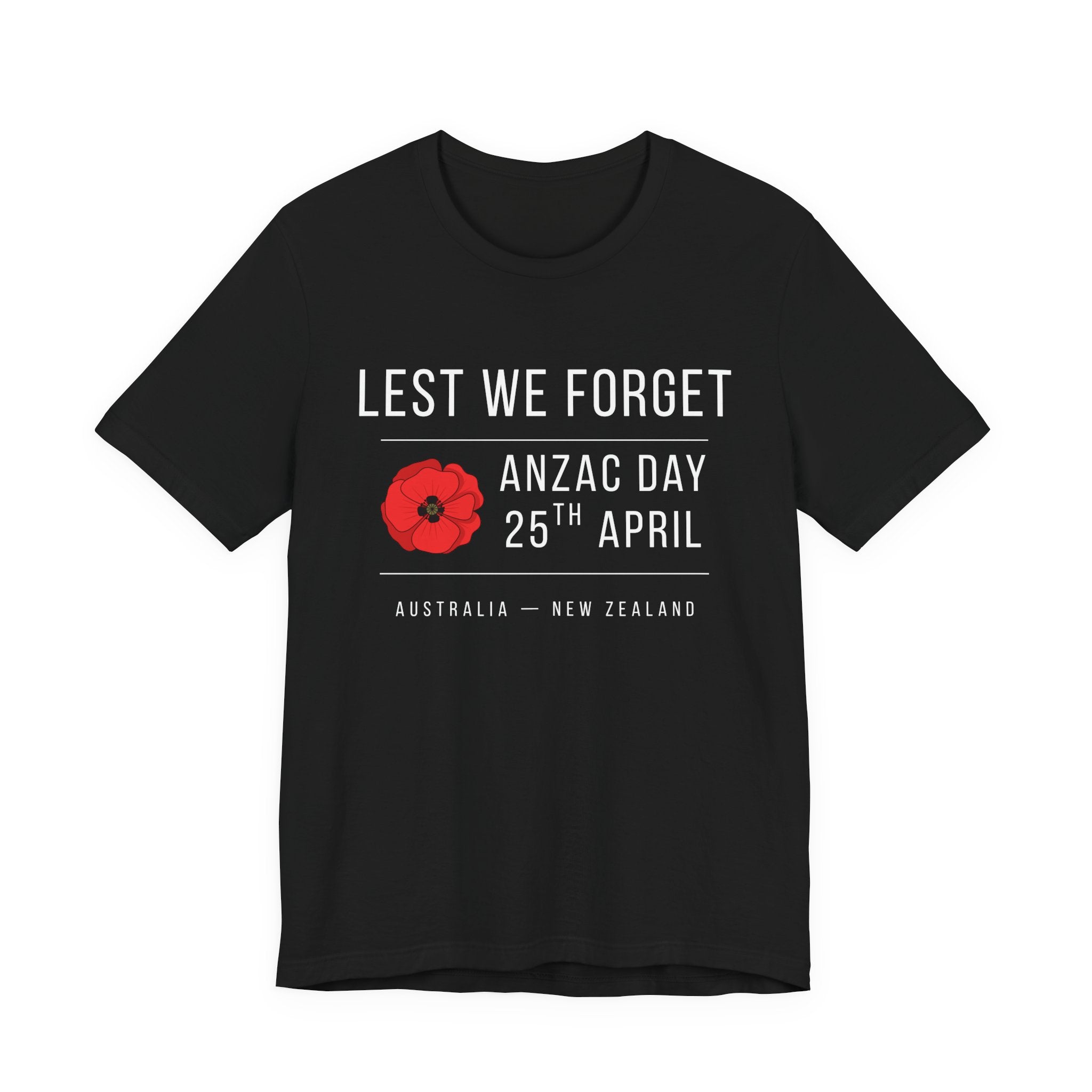 ANZAC Day Tee — "Lest We Forget" Remembrance T-Shirt (25th April, Australia & New Zealand)