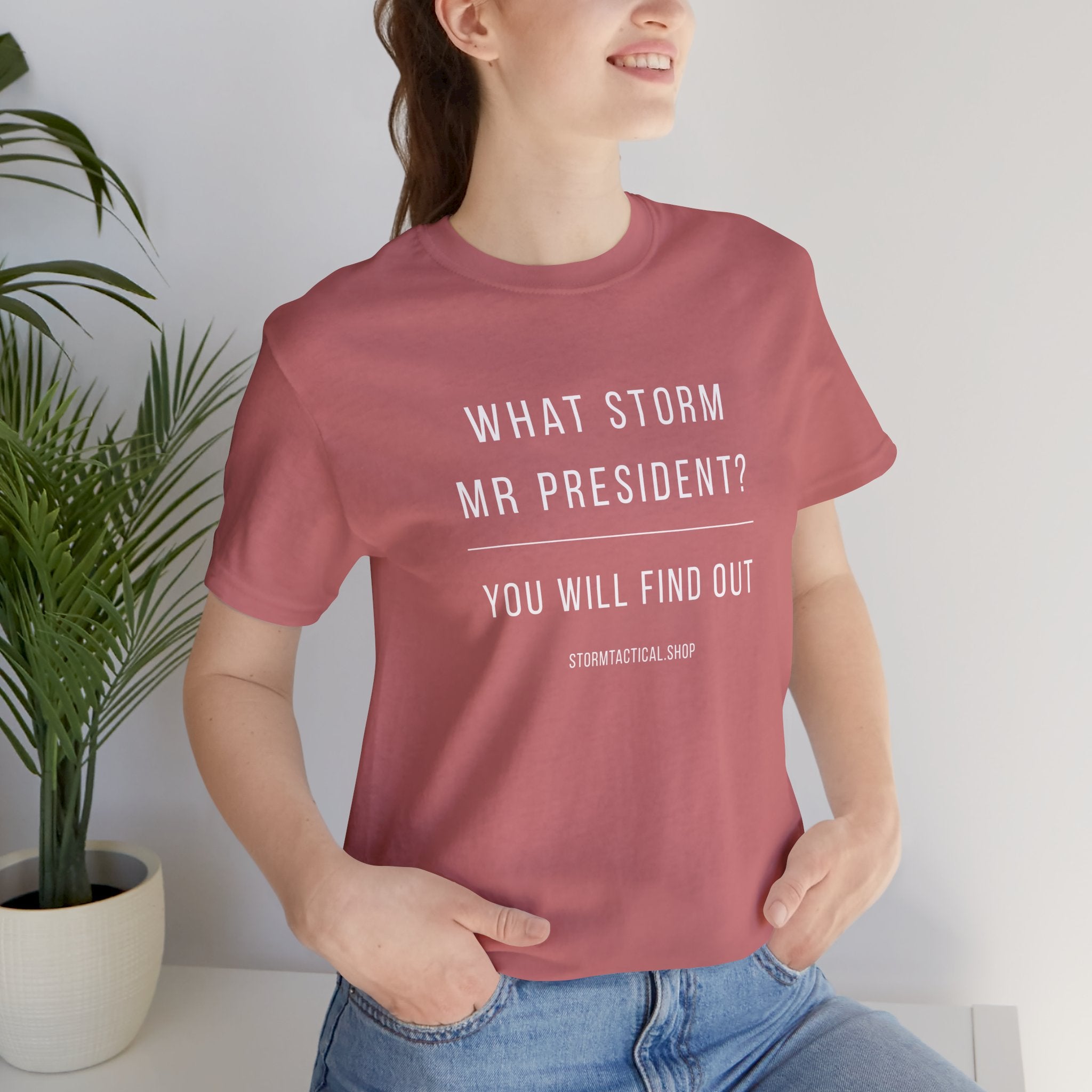 Graphic Tee — "What Storm Mr President? You Will Find Out" Statement Shirt