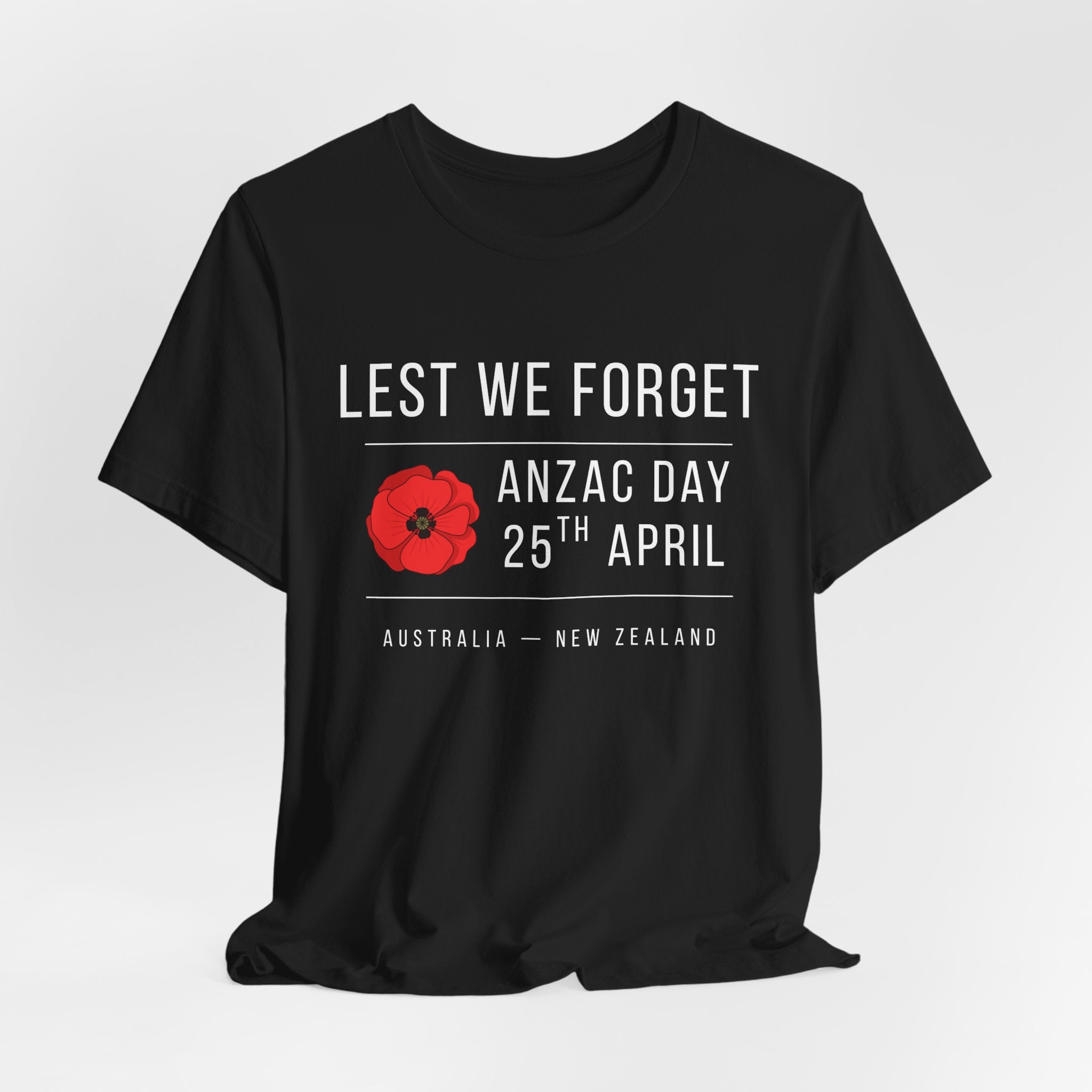 ANZAC Day Tee — "Lest We Forget" Remembrance T-Shirt (25th April, Australia & New Zealand)